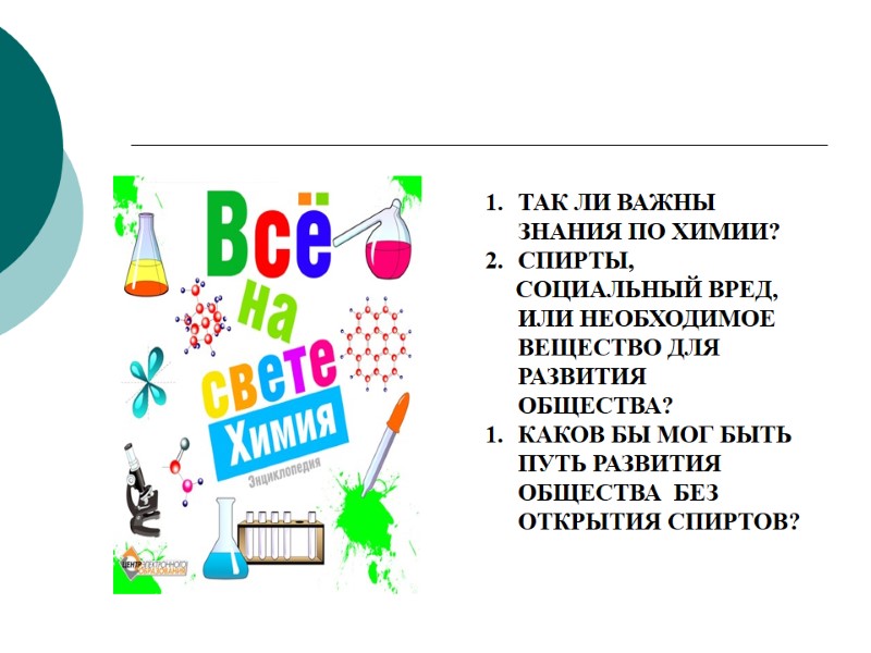 ТАК ЛИ ВАЖНЫ ЗНАНИЯ ПО ХИМИИ? СПИРТЫ,       СОЦИАЛЬНЫЙ